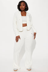 Playboy Rhinestone Velour Flared Pant - Cream