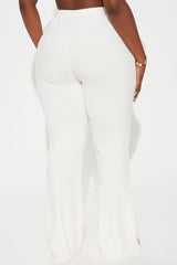 Playboy Rhinestone Velour Flared Pant - Cream