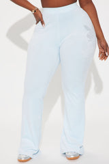 Playboy Snow Bunny Velour Flared Pant - Light Blue