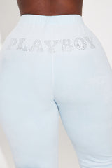 Playboy Snow Bunny Velour Flared Pant - Light Blue