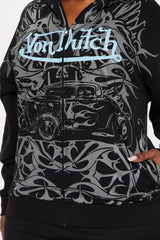 Von Dutch Car Show Zip Front Hoodie - Black/combo