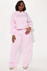 Von Dutch Rhinestone Cropped Hoodie - Pink