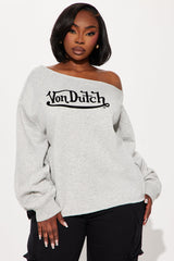 Von Dutch Timeless Off Shoulder Sweatshirt - Heather Grey