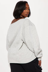 Von Dutch Timeless Off Shoulder Sweatshirt - Heather Grey