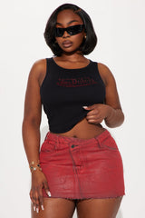 Von Dutch Rhinestone Cropped Tank Top - Black/Red