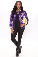 NBA Lakers Courtside Satin Bomber - Purple/combo