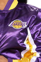 NBA Lakers Courtside Satin Bomber - Purple/combo