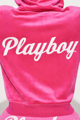 Playboy Bunny Velour Zip Up Hoodie - Pink
