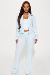 Playboy Snow Bunny Velour Zip Front Hoodie - Light Blue