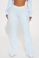 Playboy Snow Bunny Velour Flared Pant - Light Blue