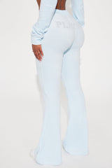 Playboy Snow Bunny Velour Flared Pant - Light Blue