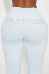 Playboy Snow Bunny Velour Flared Pant - Light Blue