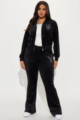 Playboy Snow Bunny Velour Zip Front Hoodie - Black