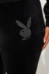 Playboy Snow Bunny Velour Flared Pant - Black