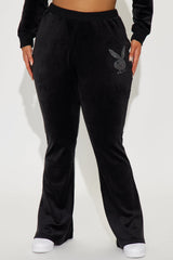 Playboy Snow Bunny Velour Flared Pant - Black