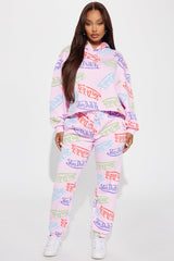 Von Dutch Colorful Logo Cropped Hoodie - Pink/combo