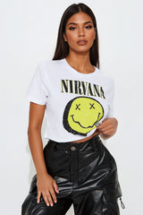 Nirvana Smiley Baby Tee - White