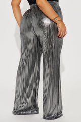 Party Up Metallic Plisse Pant - Silver