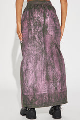 Down And Dirty Metallic Foil Cargo Maxi Skirt - Green