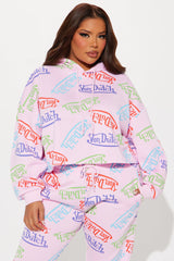 Von Dutch Colorful Logo Cropped Hoodie - Pink/combo