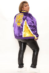 NBA Lakers Courtside Satin Bomber - Purple/combo