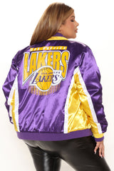 NBA Lakers Courtside Satin Bomber - Purple/combo