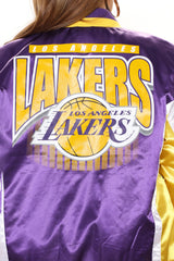 NBA Lakers Courtside Satin Bomber - Purple/combo