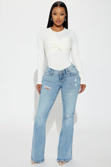 Got It Handled Low Rise Stretch Flare Jeans - Light Wash