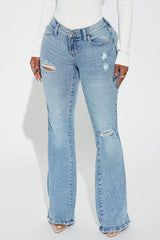 Got It Handled Low Rise Stretch Flare Jeans - Light Wash