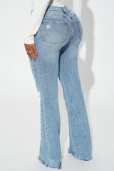 Got It Handled Low Rise Stretch Flare Jeans - Light Wash