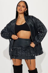Roxxy Puffer Skirt Set - Charcoal