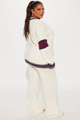 Rich Again Sweater Pant Set - Cream/combo