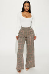 Fancy Pants Houndstooth Trouser - Brown/combo