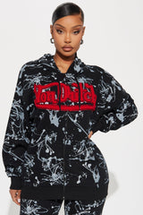 Von Dutch Abstract Zip Up Hoodie - Charcoal/combo