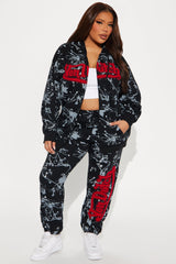 Von Dutch Abstract Zip Up Hoodie - Charcoal/combo