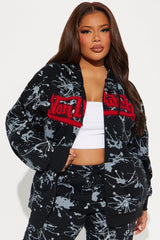 Von Dutch Abstract Zip Up Hoodie - Charcoal/combo