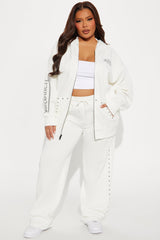 Von Dutch Studded Zip Front Hoodie - Cream