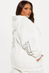 Von Dutch Studded Zip Front Hoodie - Cream