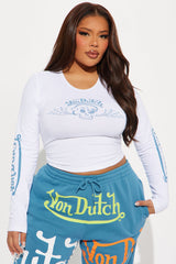Von Dutch Skull Long Sleeve Top - White/combo