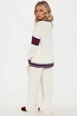 Rich Again Sweater Pant Set - Cream/combo