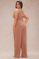 Serena Wide Leg Trouser Pant Set - Taupe