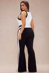 Write My Own Checks Flare Trouser Pant Set - Black/White