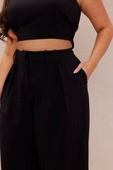 Serena Wide Leg Trouser Pant Set - Black