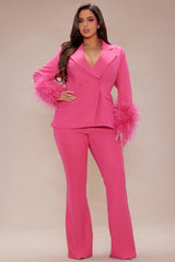 Fanine Feather Suit Set - Pink