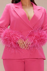 Fanine Feather Suit Set - Pink