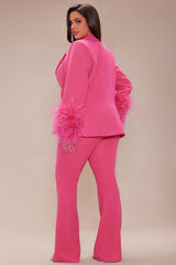 Fanine Feather Suit Set - Pink