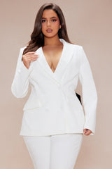 Nina Bow Blazer Suit Set - White