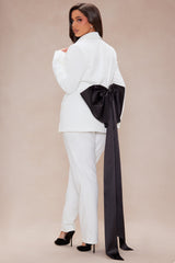 Nina Bow Blazer Suit Set - White