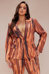 Amina Abstract Suit Set - Brown/combo