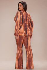 Amina Abstract Suit Set - Brown/combo
